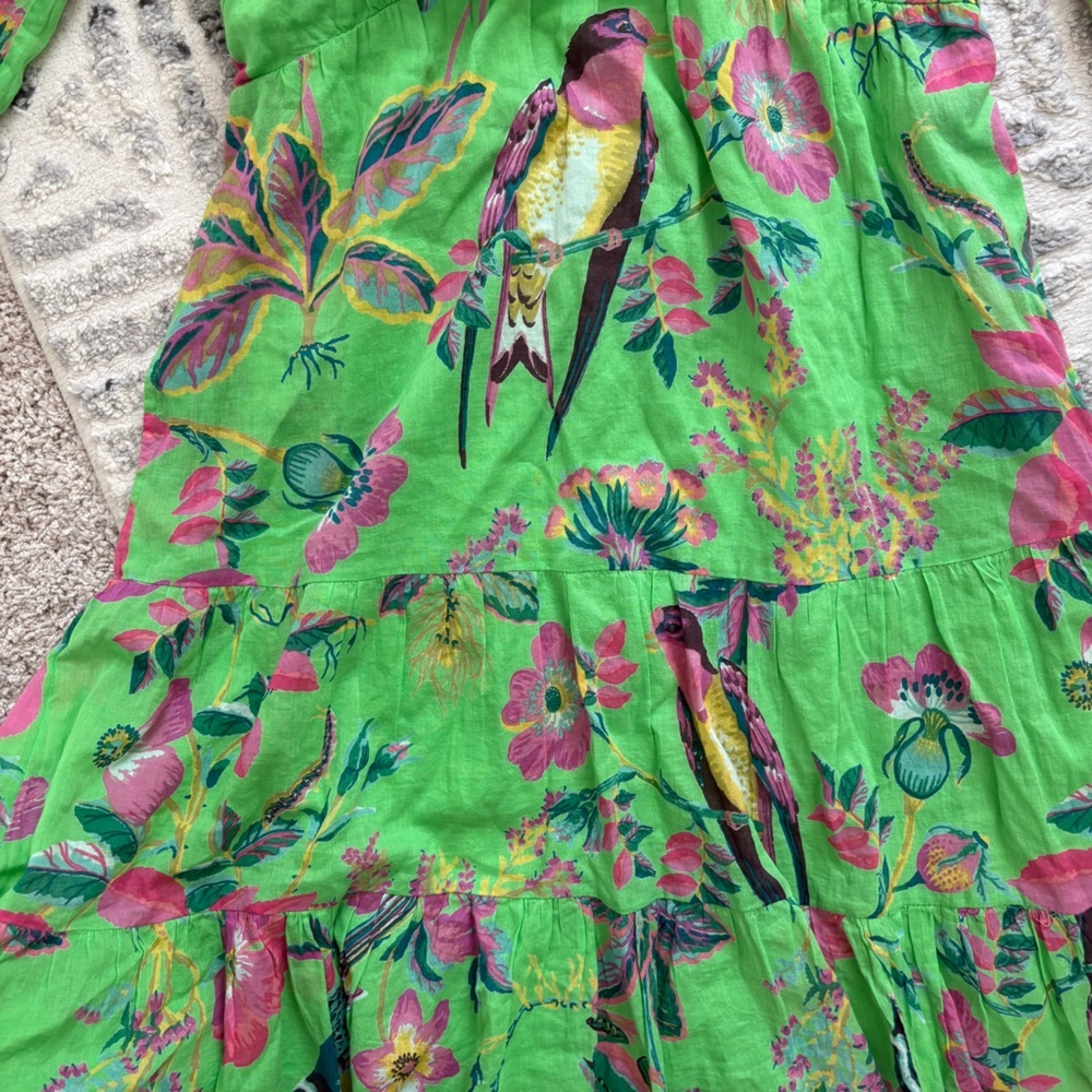Banjanan green floral birds print dress size XS - Picture 7 of 12